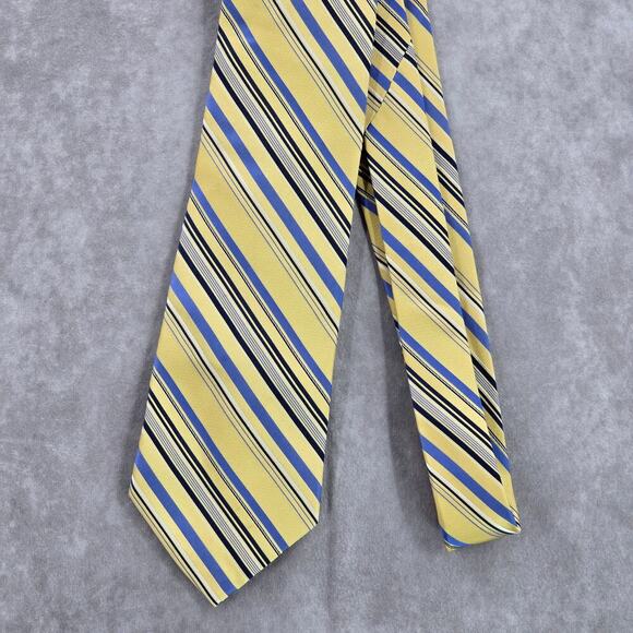 Lord & Taylor Metropolitan Yellow Stripe Executive 100% Silk Men's Neck Tie - Picture 2 of 6
